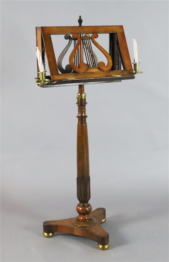 A William IV rosewood duet stand,